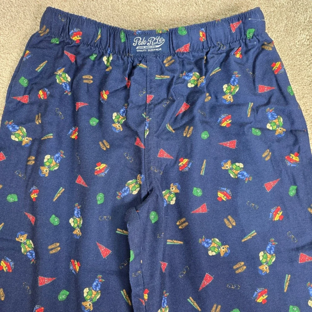 Polo Ralph‎ Lauren Boys Pajama Pants Sleepwear Blue Bear Print Size S Small New